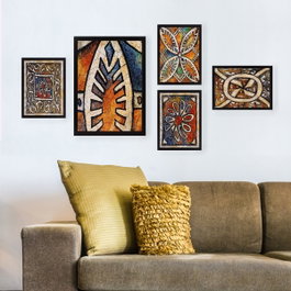 Wallity SET_057 Conjunto de 5 Cuadros Decorativos Enmarcados Multicolor